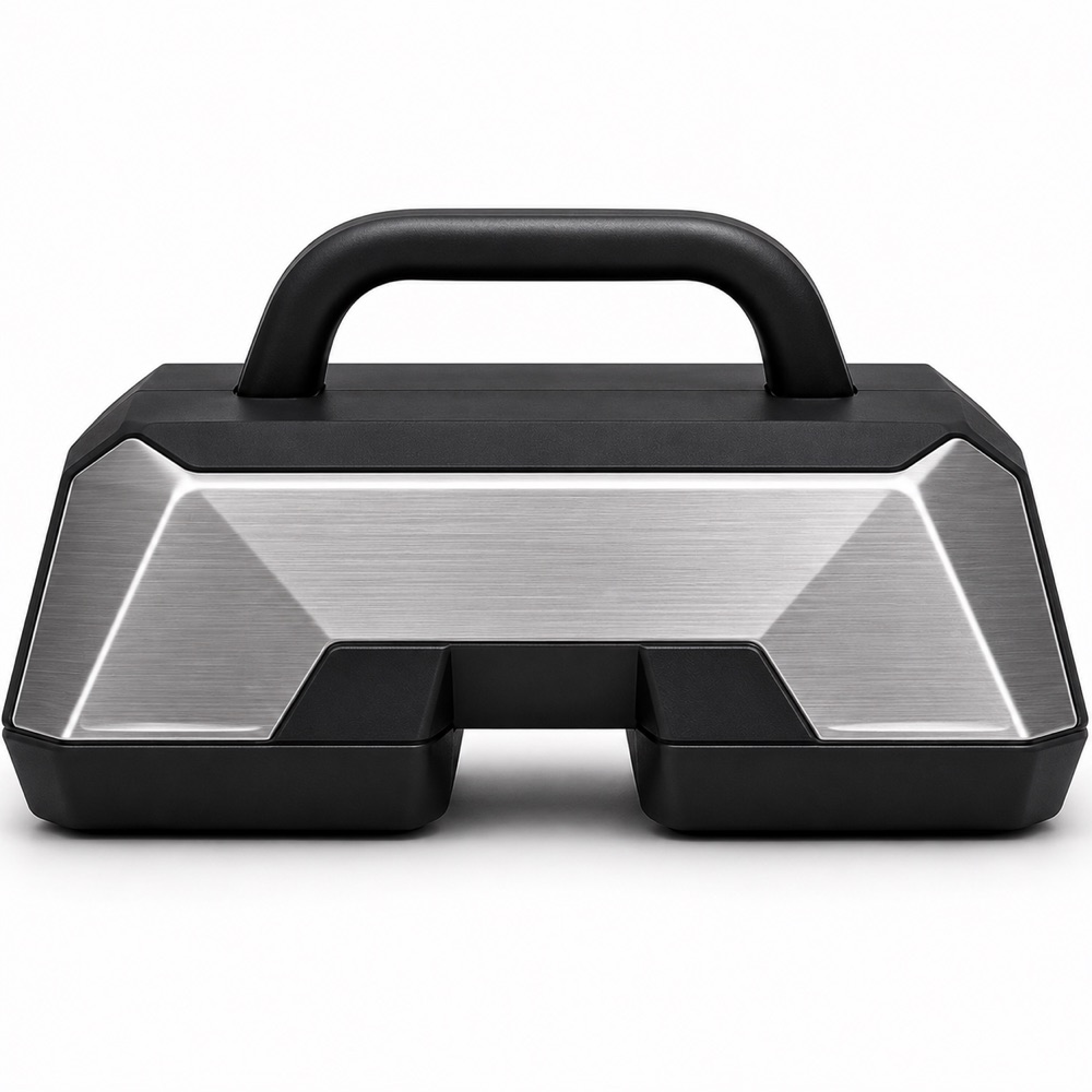 Trampoline Weights drop-on storm protection — flagship brushed-aluminum model